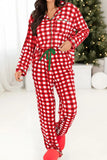 Contrast Piping Plaid Top and Pants Lounge Set S-XL