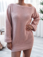 Rib-Knit Mini Sweater Dress S-XL