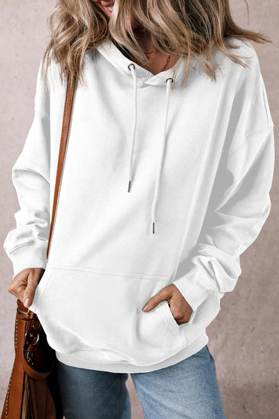 Drawstring Pocketed Long Sleeve Hoodie S-XL