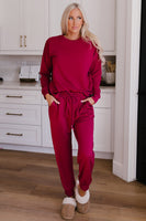 Round Neck Top and Drawstring Pants Lounge Set S-XL