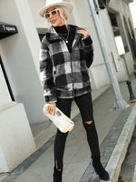 Plaid Zip-Up Collared Jacket S-XL