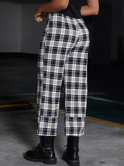 Full Size Plaid High Waist Pants S-3XL