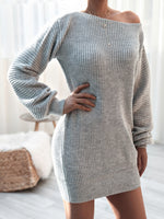 Rib-Knit Mini Sweater Dress S-XL