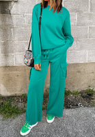 Full Size Round Neck Long Sleeve Top and Drawstring Pants Set S-3XL