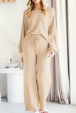 Round Neck Long Sleeve Top and Pants Set S-2XL