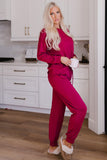 Round Neck Top and Drawstring Pants Lounge Set S-XL