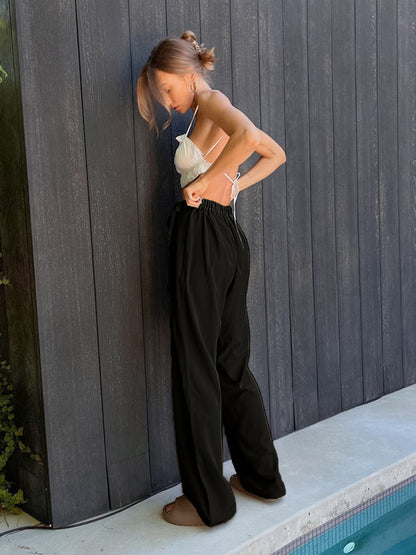 Tied High Waist Wide Leg Pants S-XL