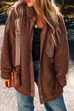 Fuzzy Snap Down Dropped Shoulder Jacket S-XL