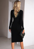 Devine Rib-Knit Slit Sweater Dress S-XL