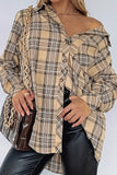 Womens Top Plaid Collared Neck Button Down Shirt S-2XL