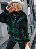 Plaid Zip-Up Collared Jacket S-XL