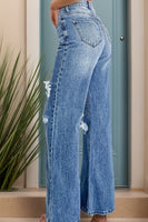 Distressed High Waist Bootcut Jeans Sizea 6-16