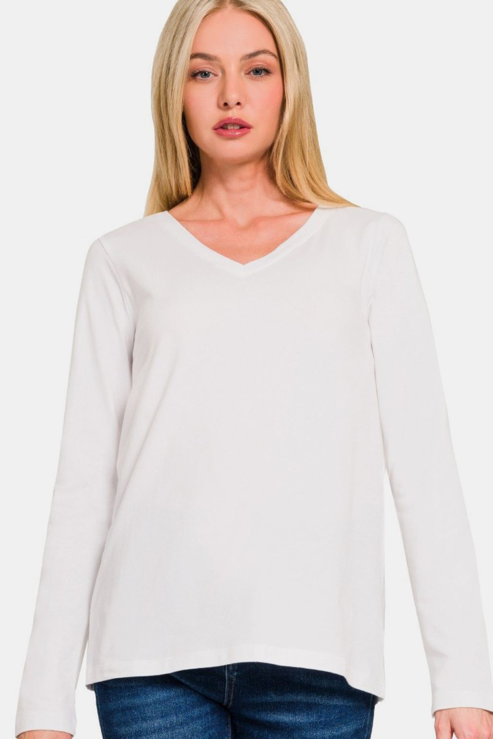 Zenana Full Size V-Neck Long Sleeve T-Shirt S-3XL