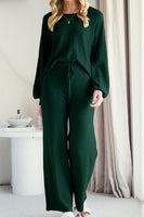 Round Neck Long Sleeve Top and Pants Set S-2XL