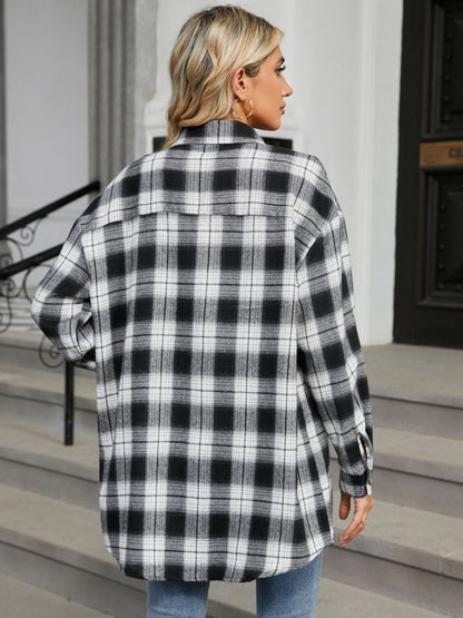 Plaid Collared Neck Long Sleeve Shirt S-2XL