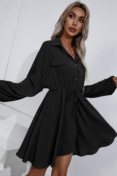 Ivy Lane Collared Tie Waist Button Up Shirt Dress S-XL