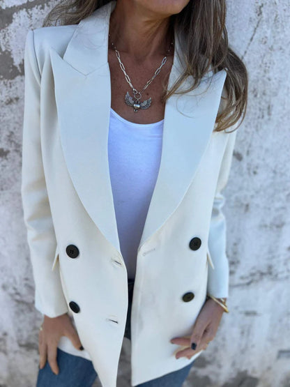 Full Size Collared Neck Long Sleeve Blazer S-3XL