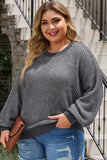 Plus Size Waffle-Knit Round Neck Dropped Shoulder Sweater 1XL-5Xl