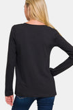 Zenana Full Size V-Neck Long Sleeve T-Shirt S-3XL