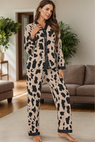 Button Up Long Sleeve Top and Pants Lounge Set S-XL