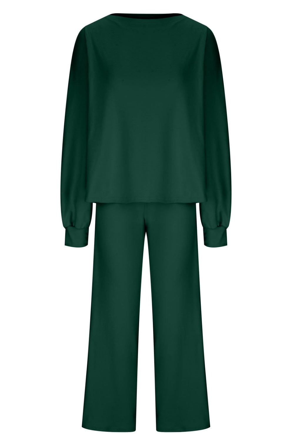 Round Neck Long Sleeve Top and Pants Set S-2XL