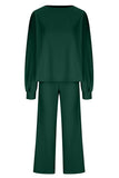 Round Neck Long Sleeve Top and Pants Set S-2XL