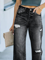 Distressed Straight Leg Jeans S-2XL