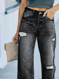 Distressed Straight Leg Jeans S-2XL