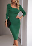 Devine Rib-Knit Slit Sweater Dress S-XL