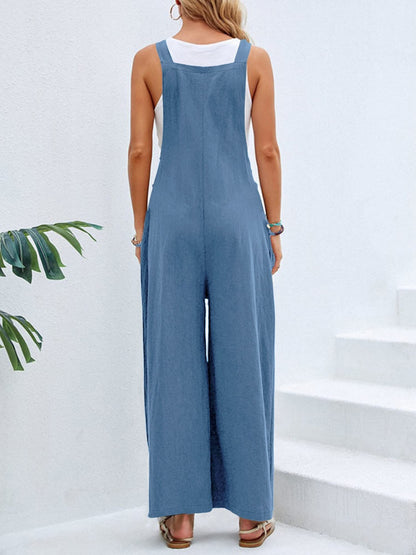 Full Size Square Neck Wide Strap Overalls S-3XL