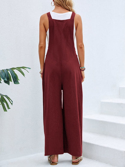 Full Size Square Neck Wide Strap Overalls S-3XL