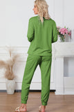 Round Neck Top and Drawstring Pants Lounge Set S-XL