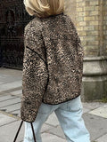 Perfee Leopard Open Front Long Sleeve Jacket S-L