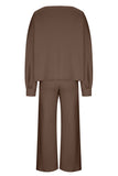 Round Neck Long Sleeve Top and Pants Set S-2XL