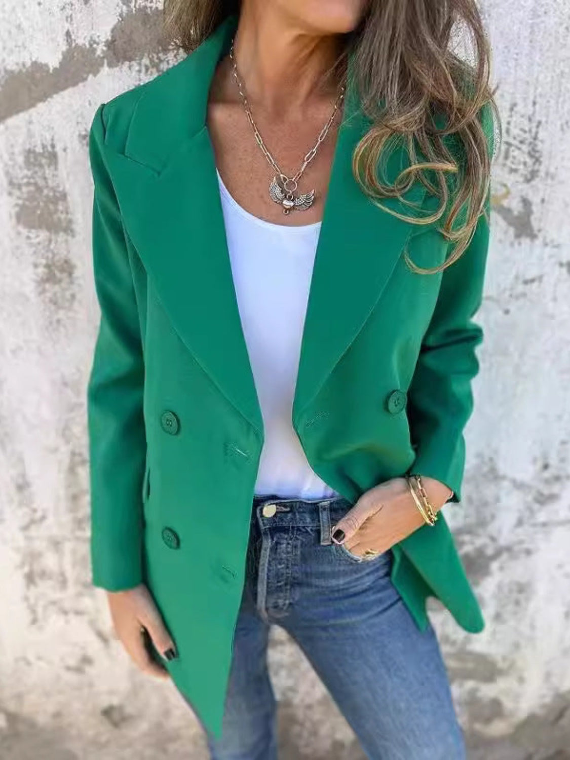 Full Size Collared Neck Long Sleeve Blazer S-3XL