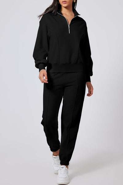 Half Zip Long Sleeve Top and Joggers Active Set S-2XL