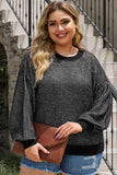 Plus Size Waffle-Knit Round Neck Dropped Shoulder Sweater 1XL-5Xl