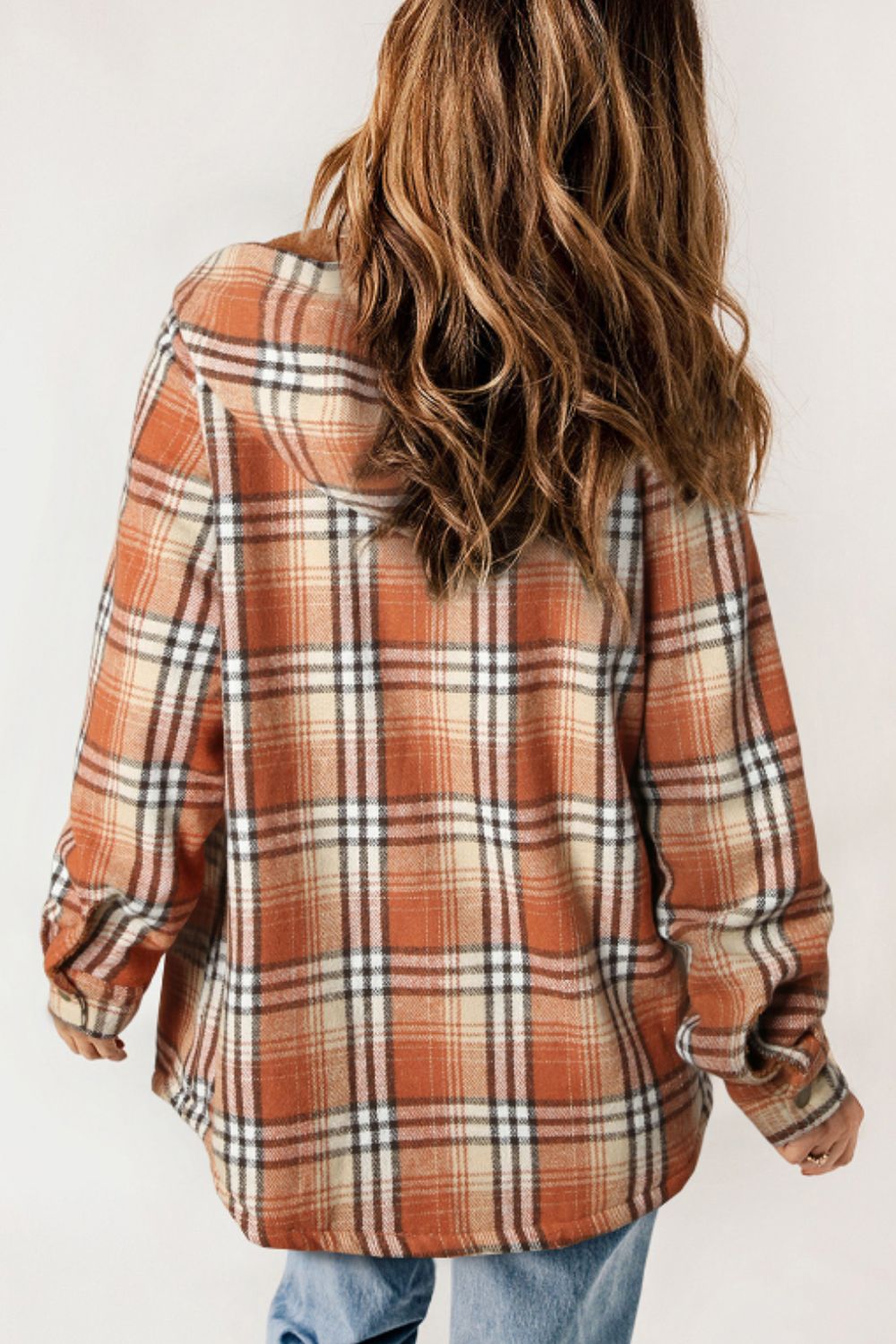 Plaid Button Up Long Sleeve Hooded Jacket S-2XL