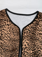 Perfee Leopard Open Front Long Sleeve Jacket S-L