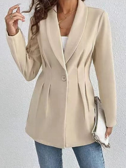 One Button Long Sleeve Blazer S-2XL