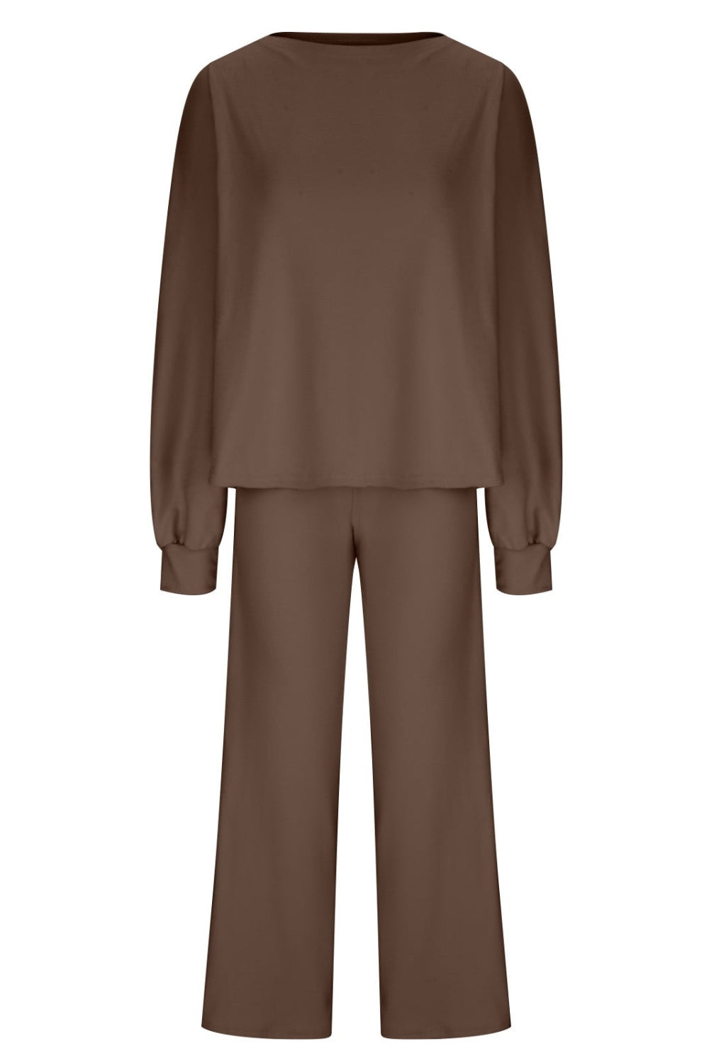 Round Neck Long Sleeve Top and Pants Set S-2XL