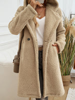 Devine Pocketed Long Sleeve Hooded Teddy Coat S-XL