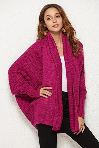 Open Front Batwing Sleeve Cardigan One Size