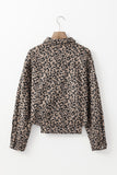 Asymmetrical Hem Collared Neck Leopard Jacket S-XL