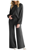 Round Neck Long Sleeve Top and Pants Set S-2XL