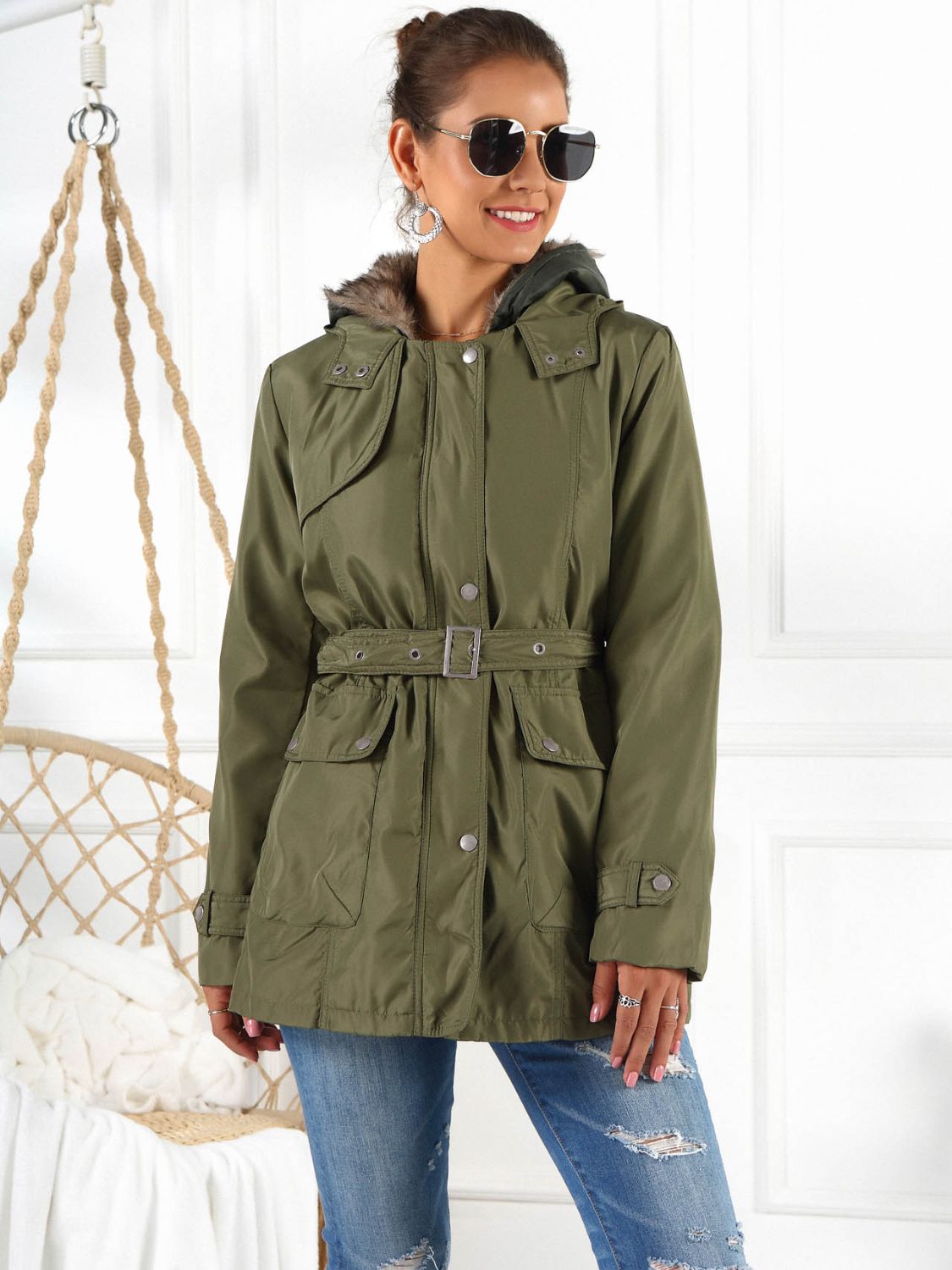 Ivy Lane Full Size Hooded Jacket with Detachable Liner (Three-Way Wear) S-3XL