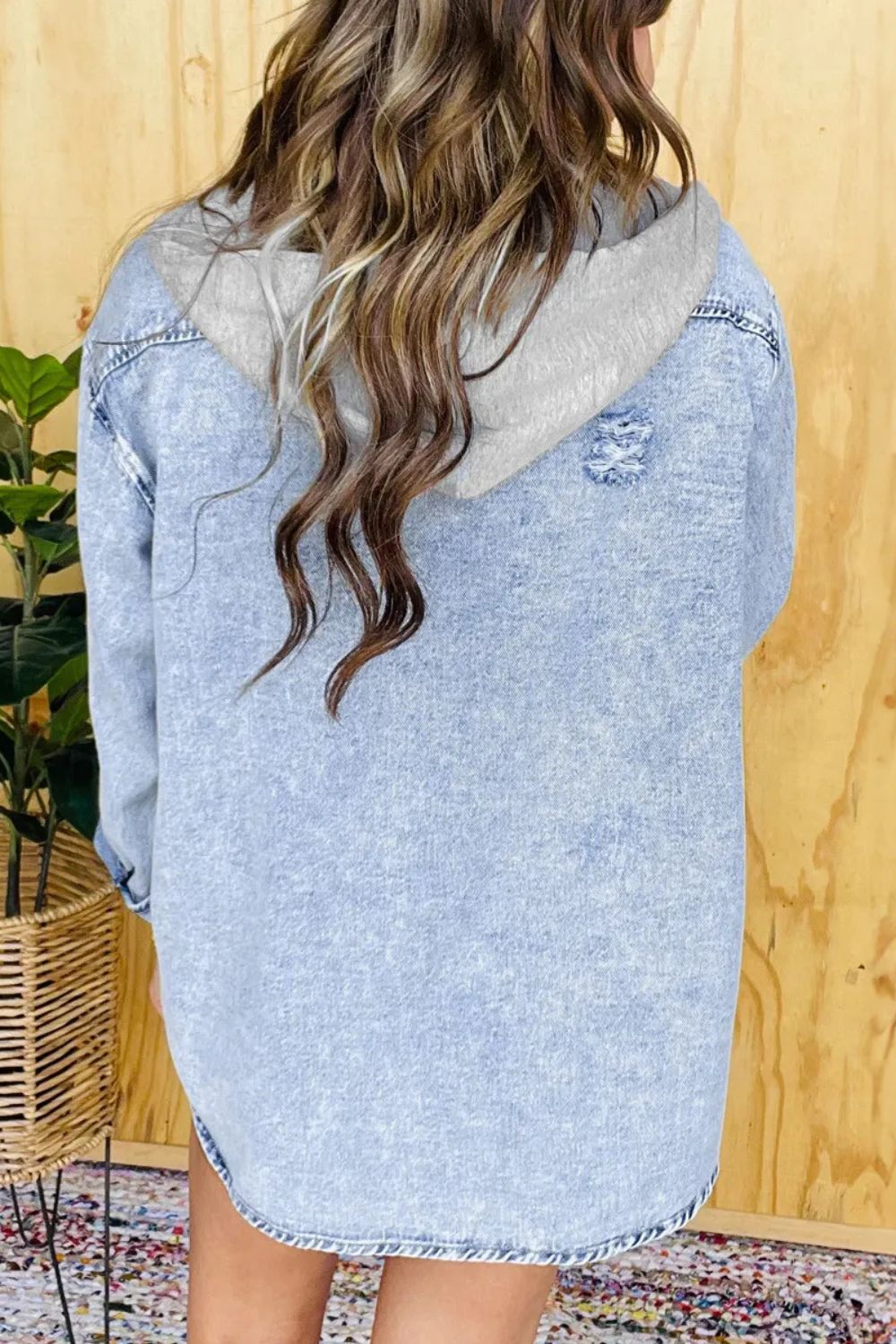 Distressed Button Up Long Sleeve Denim Jacket S-XL