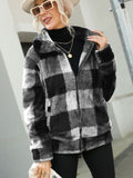 Plaid Zip-Up Collared Jacket S-XL