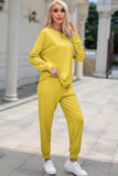 Round Neck Top and Drawstring Pants Lounge Set S-XL