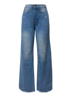 Raw Hem Wide Leg Jeans with Pockets S-XL